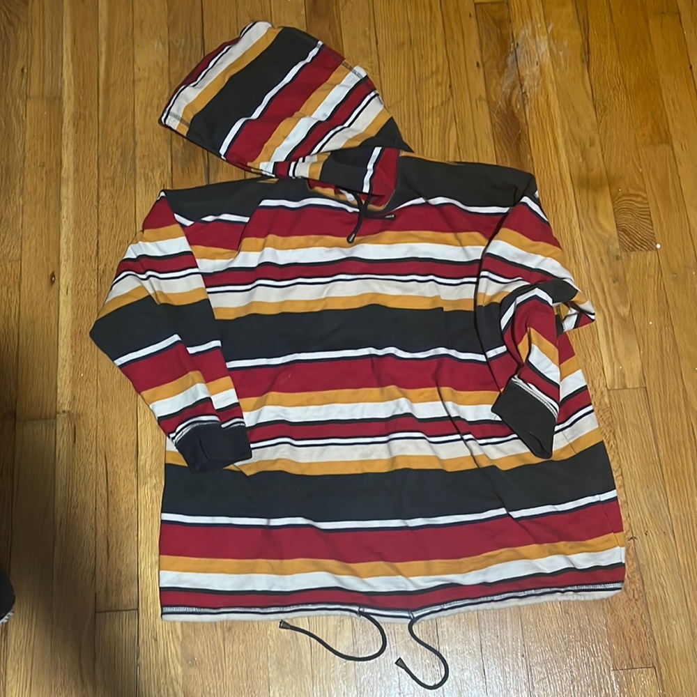 multi colored striped hoodie